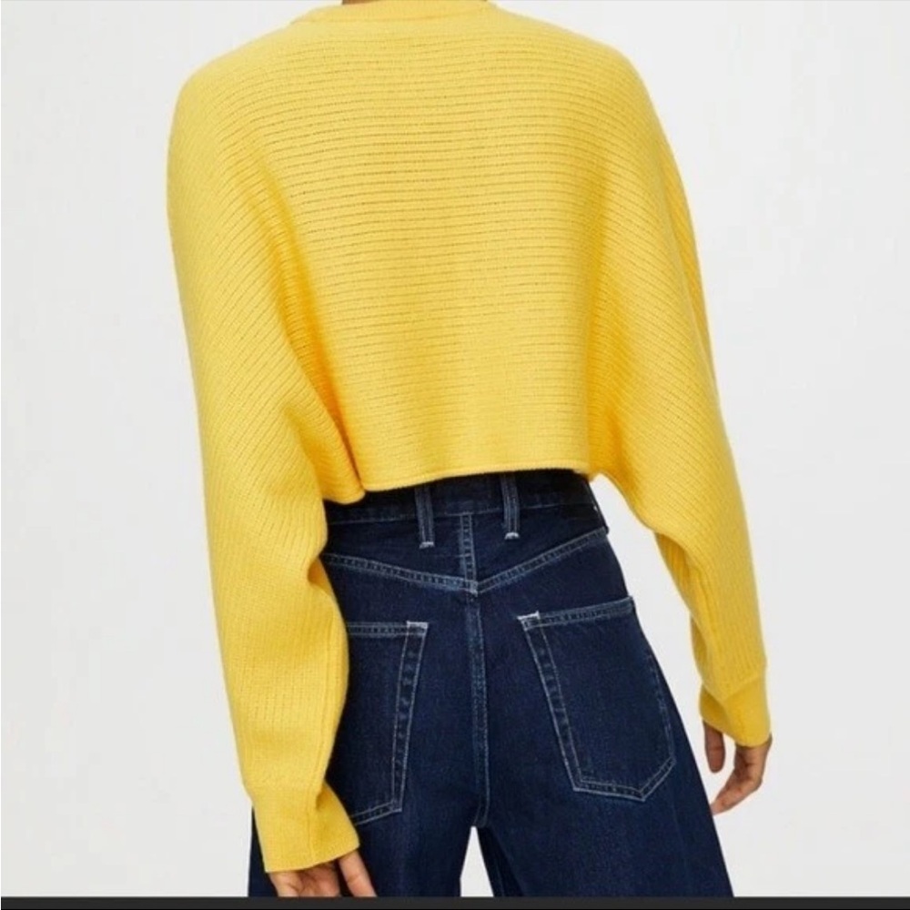 Aritzia Wilfred Free Lolan Cropped Sweater Wool Knit Butter Yellow Size M - Picture 2 of 11